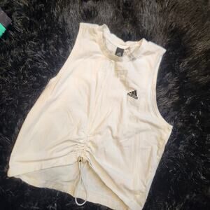 Adidas White Sleeveless Crop Top Sz Small